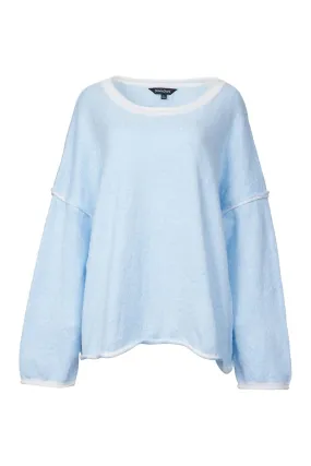 Warm And Comfortable Casual Fashion Ribbed-Knit Crewneck Sweater In Light Blue