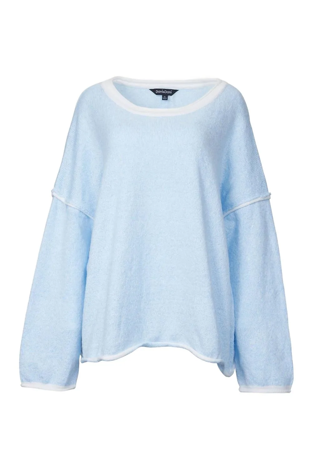 Ribbed-Knit Crewneck Sweater In Light Blue Knit Fit