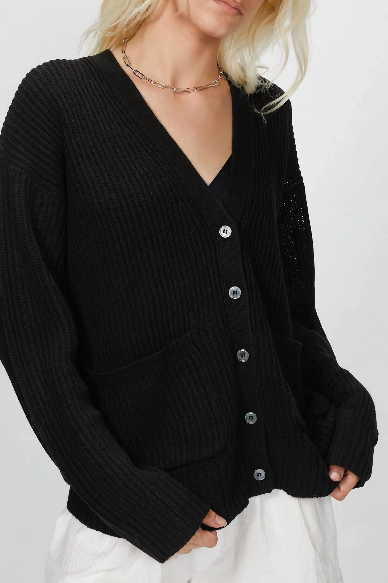 Ribbed Kurt Cardigan In Black Elegant Knit Fashion Forward Wear