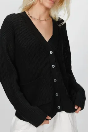 Ribbed Kurt Cardigan In Black Elegant Knit Fashion Forward Wear
