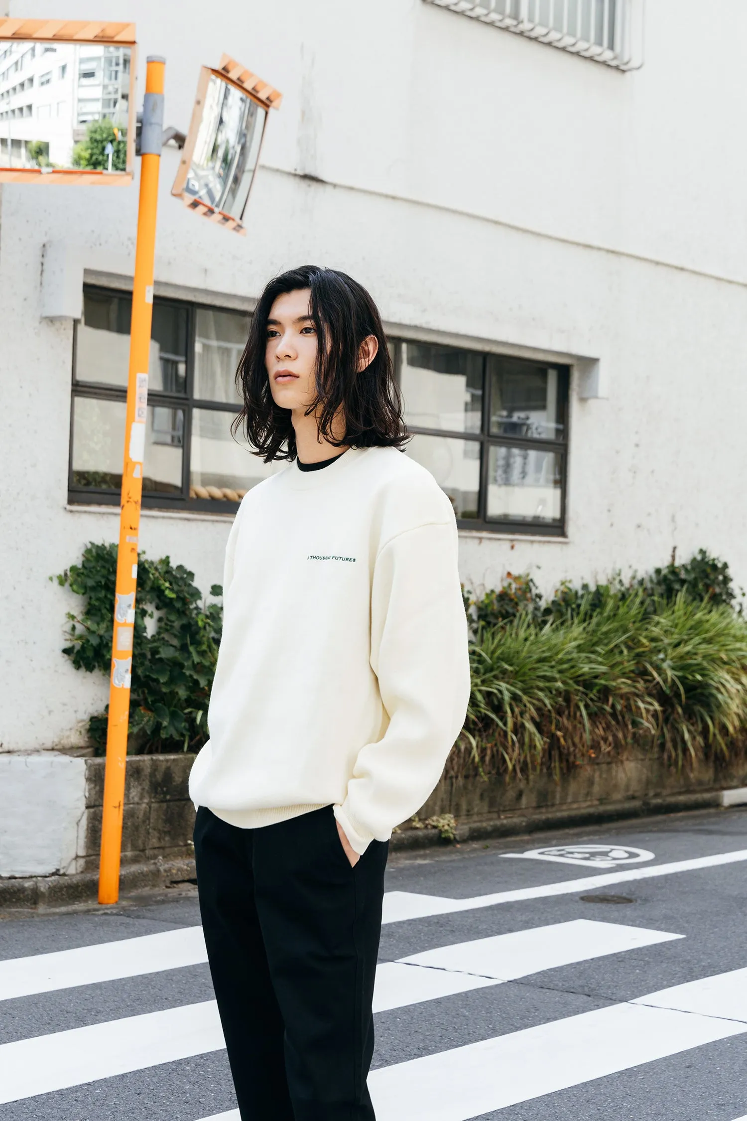 A Thousand Futures 'Kyoto' Knit Sweater - Ecru Cozy Fit Classic Comfort