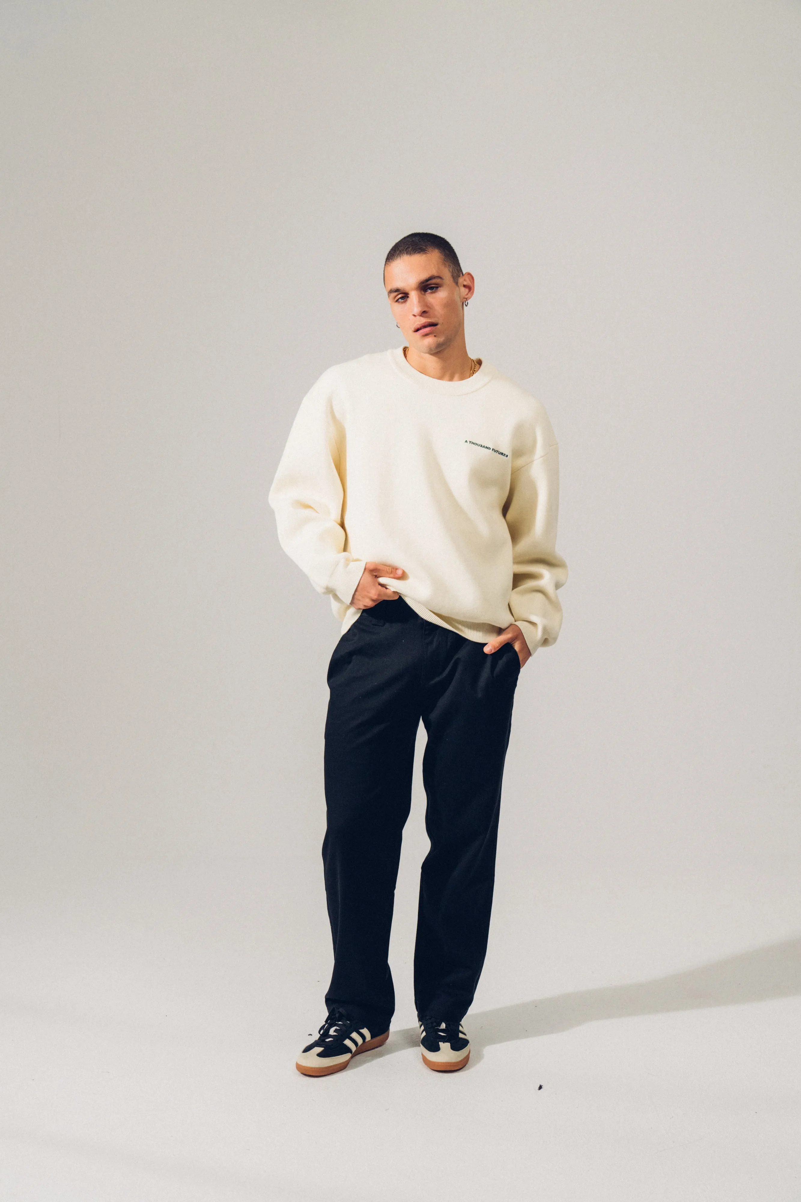 Eco Friendly Dye Process Snuggle Wear A Thousand Futures 'Kyoto' Knit Sweater - Ecru