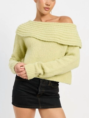 Layering Fashion Knitted Look It Girl Sweater In Sage