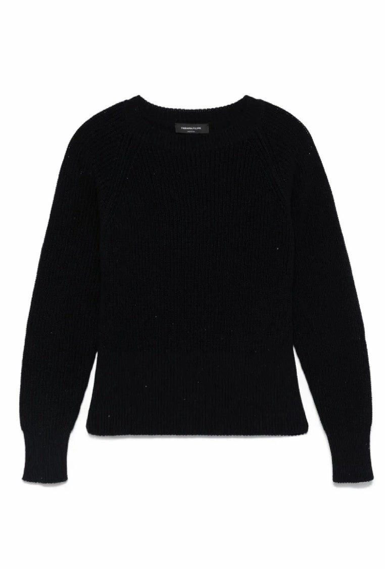 Ribbed Knit Sweater With Fitted Silhouette Quick Drying Technology