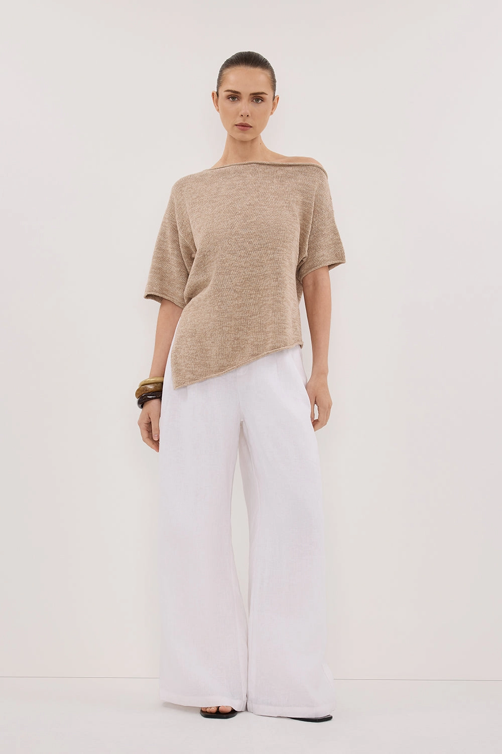 Travel Light Smart Fashion RICK NATURAL ASYM KNIT TOP