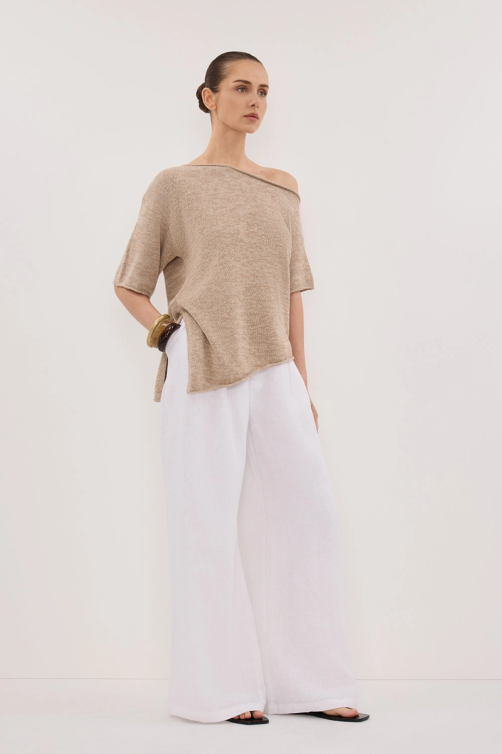 RICK NATURAL ASYM KNIT TOP ZeroWaste Production