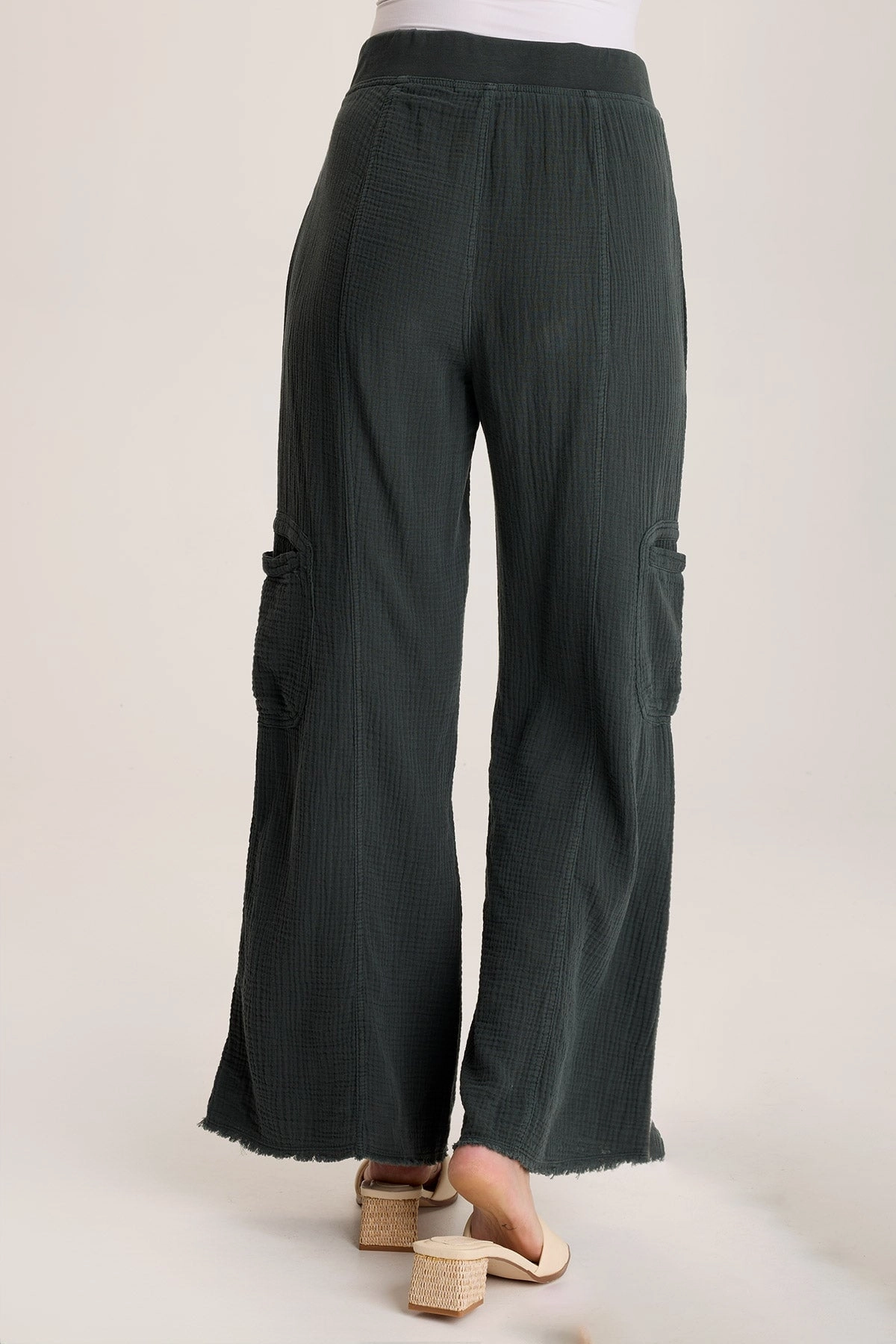 Rizal Gauze Pocket Flare Pant Smooth Texture Flexible Durability