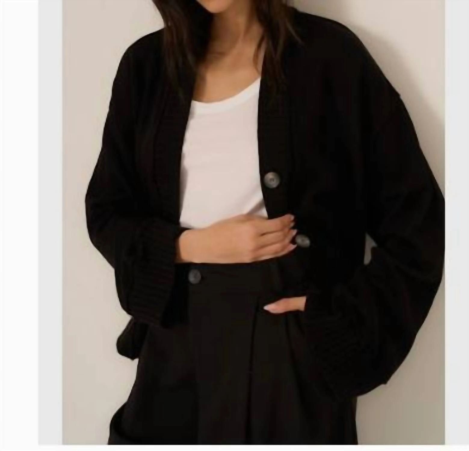 Fashionable Comfort Romy Button Front Cardi In Black