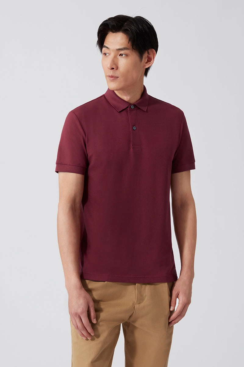 Stylish Layer Travel Essential VISDRY? Pique Polo | Burgundy BRE112