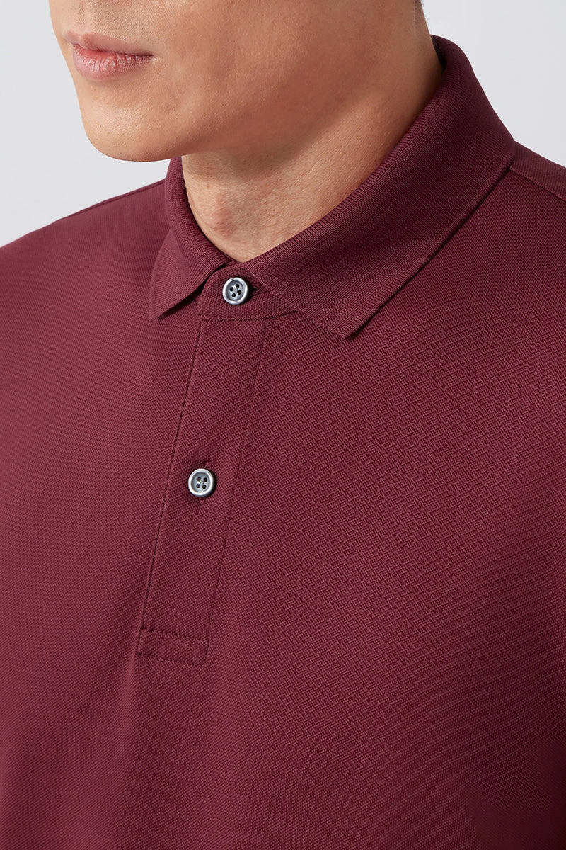 VISDRY? Pique Polo | Burgundy BRE112 Layering Fashion Essential Comfort