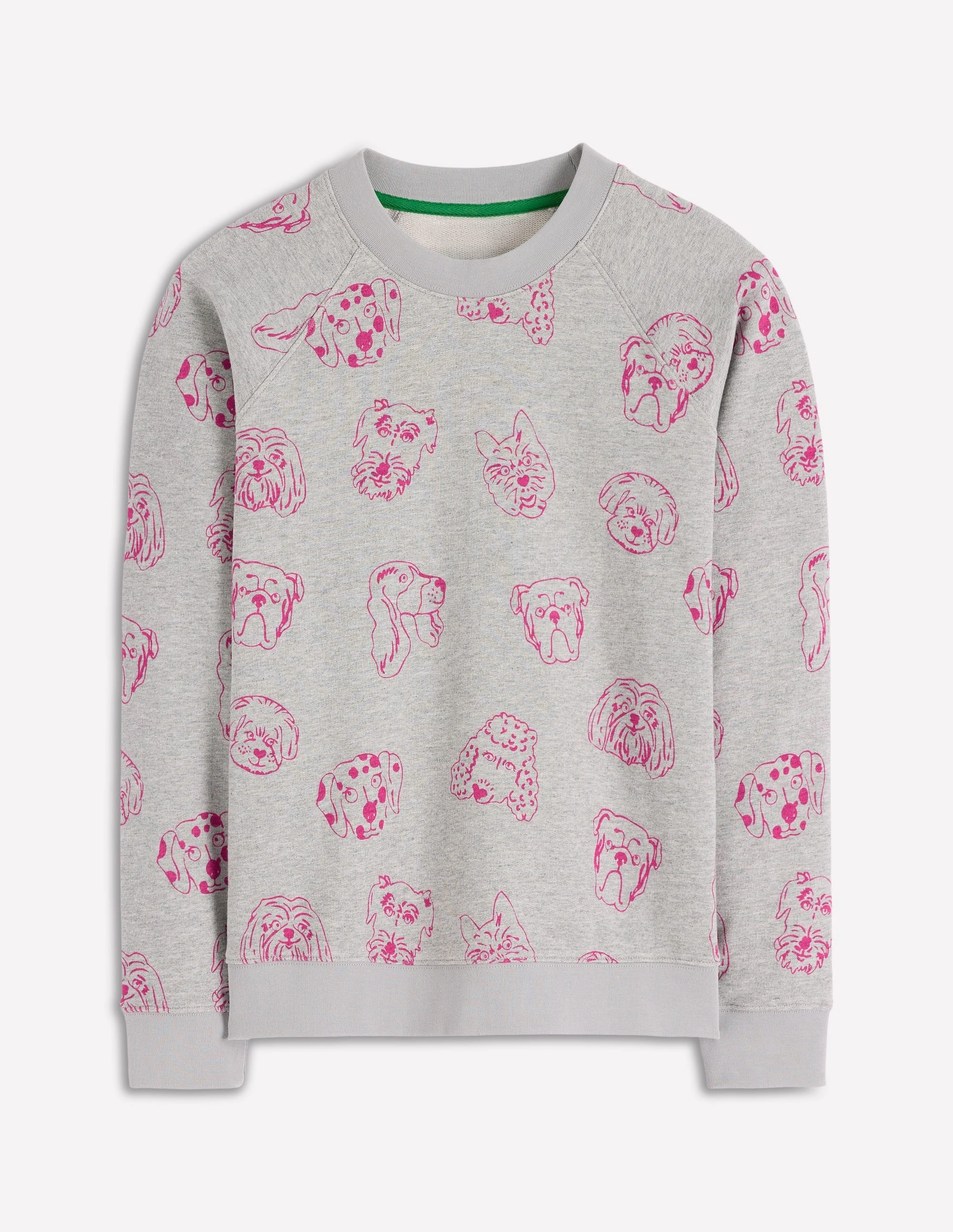 Rosa Printed Sweatshirt-Grey and Pink Yarrow, Dogs No Snag Zipper Design Ribbed Knit Fabric Summer Sweater