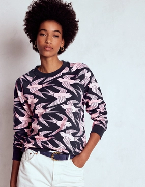 AdjustableClosure Rosa Printed Sweatshirt-Navy, Pink Swooping Swallow LightDeflecting Fiber