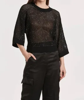 Chilly Weather Wear Essential Warmth Rosalia Dolman Sleeve Sequin Sweater In Black