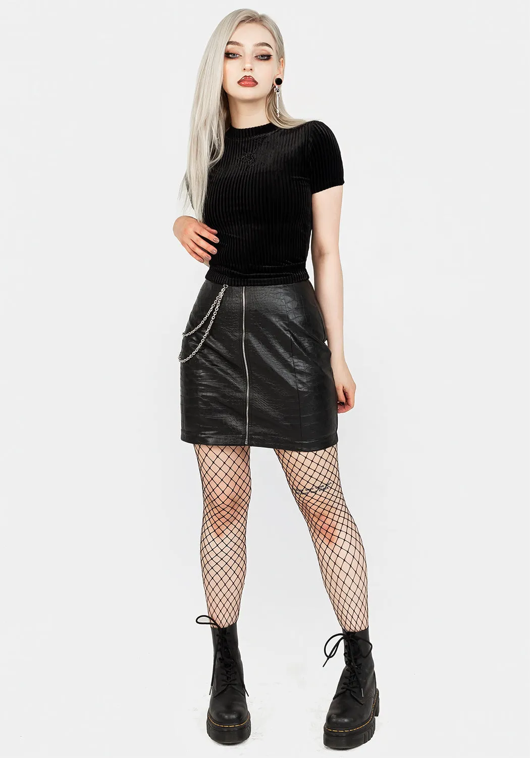 Rosaline Velour Rib Crop Top RibbedTrims