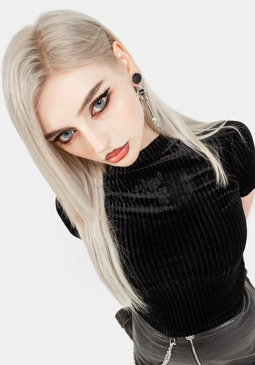 Rosaline Velour Rib Crop Top FlexFoamInserts