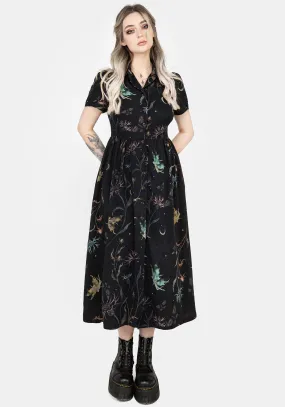 Natural Light Raglan-Sleeve Rosanella Floral Print Midi Shirt Dress