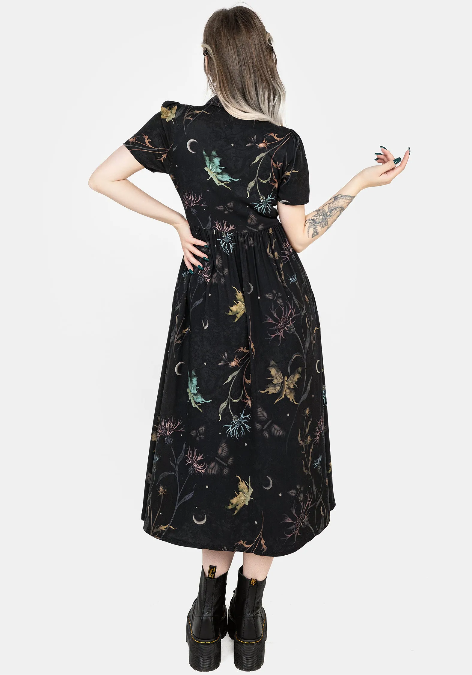 Rosanella Floral Print Midi Shirt Dress Relaxed Mood Field Fresh
