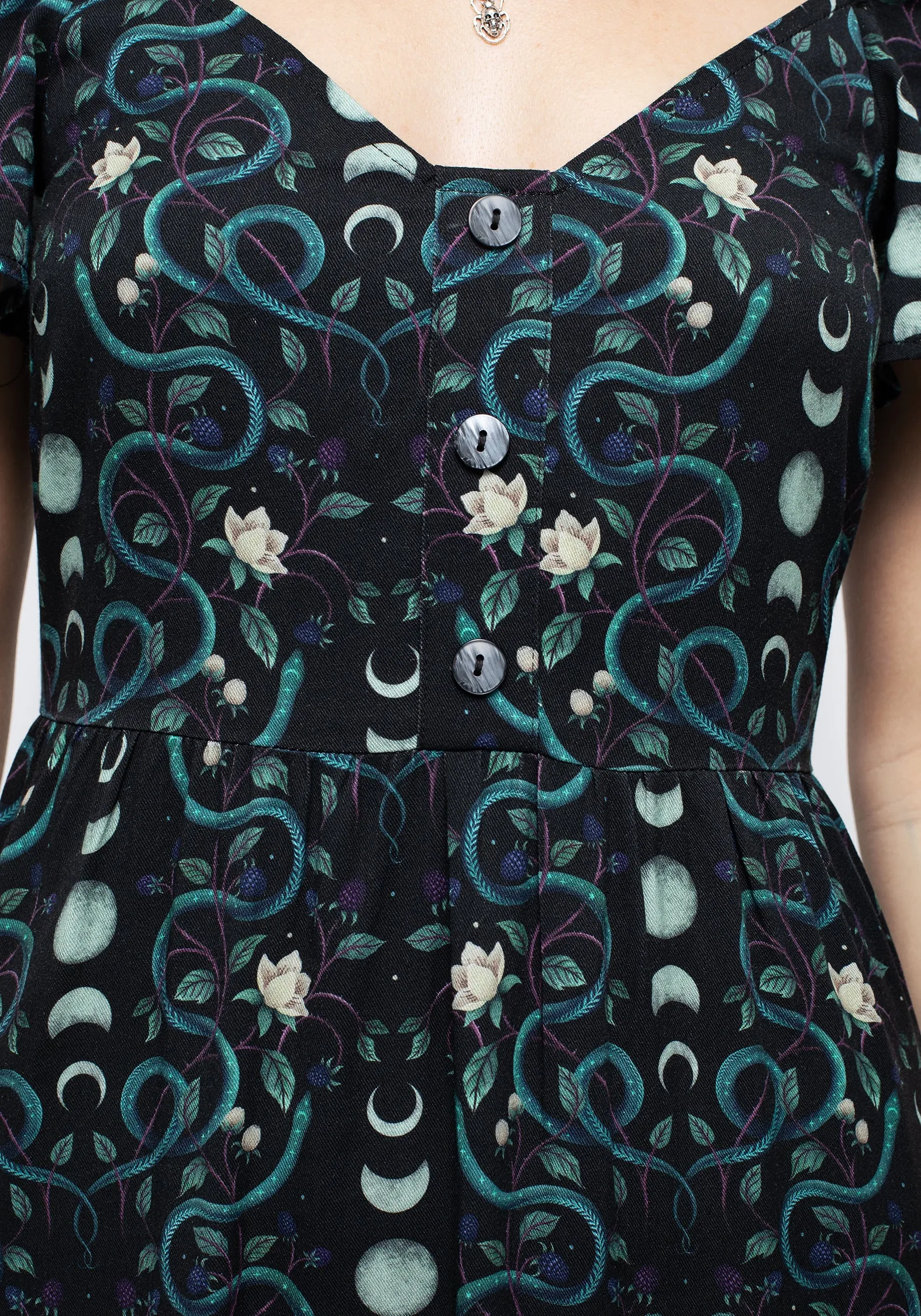 Seasonal piece Breeze Flow Pythia Print Button Front Mini Dress
