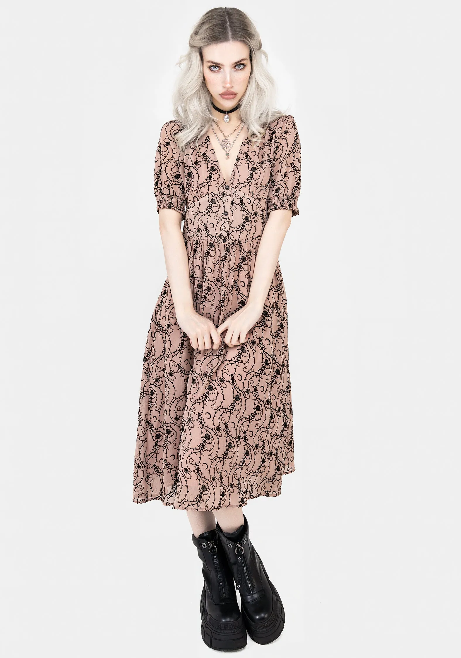 Rosethorn Corset Midi Dress Neat Finish