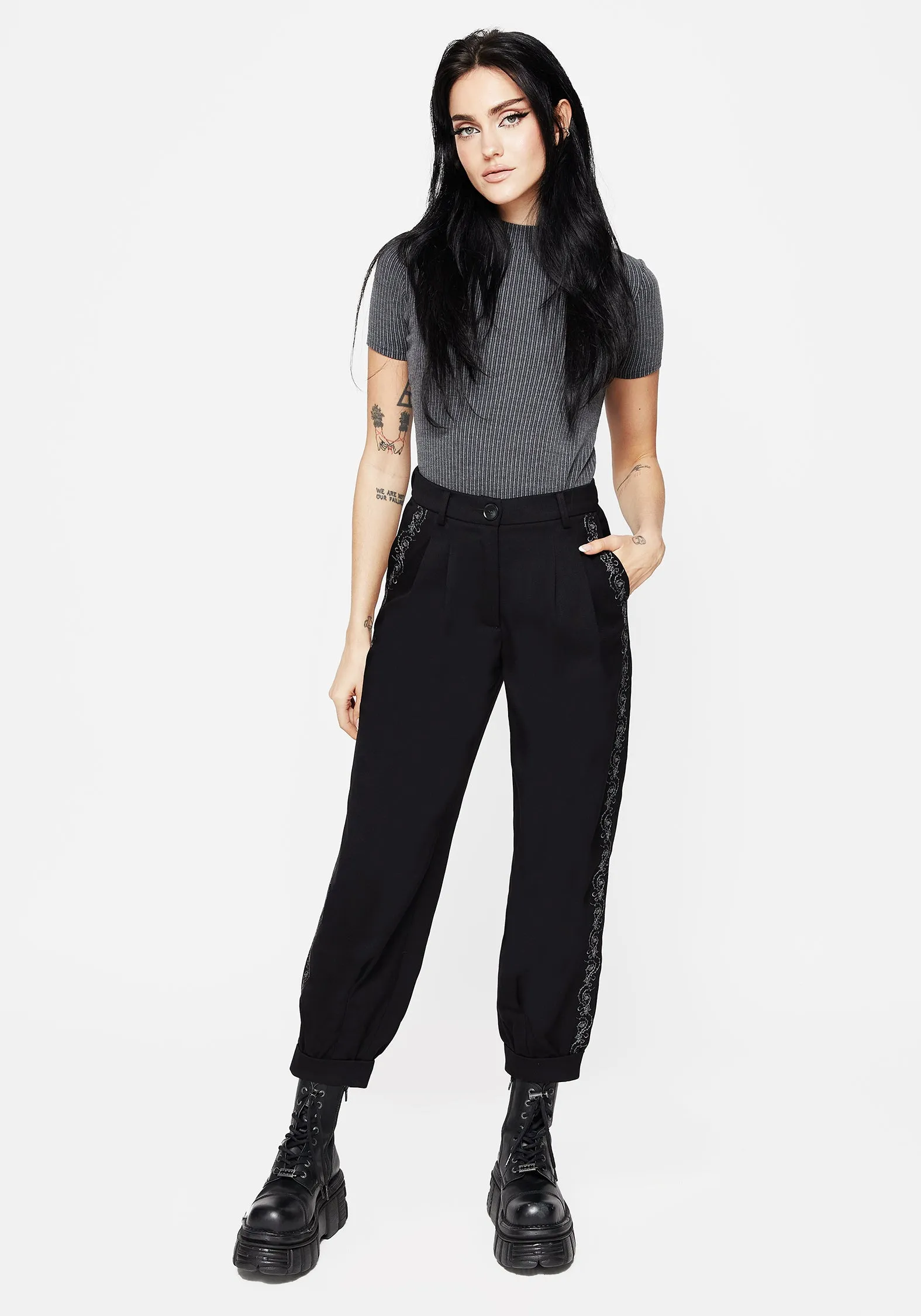 Reflective Trim Options Weather resistant Rosethorn Embroidered Balloon Trousers