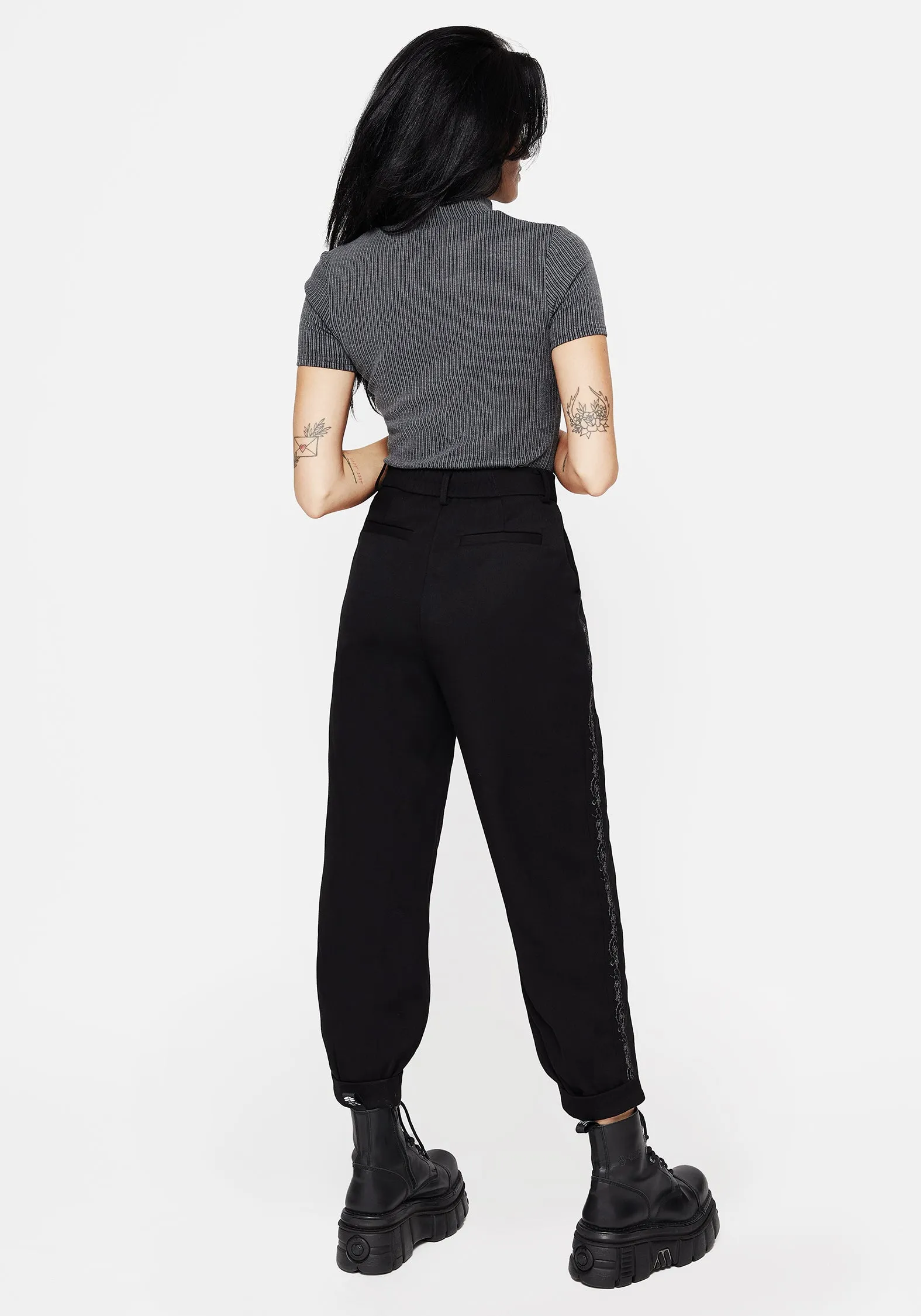 Wool blend Refined fit Rosethorn Embroidered Balloon Trousers