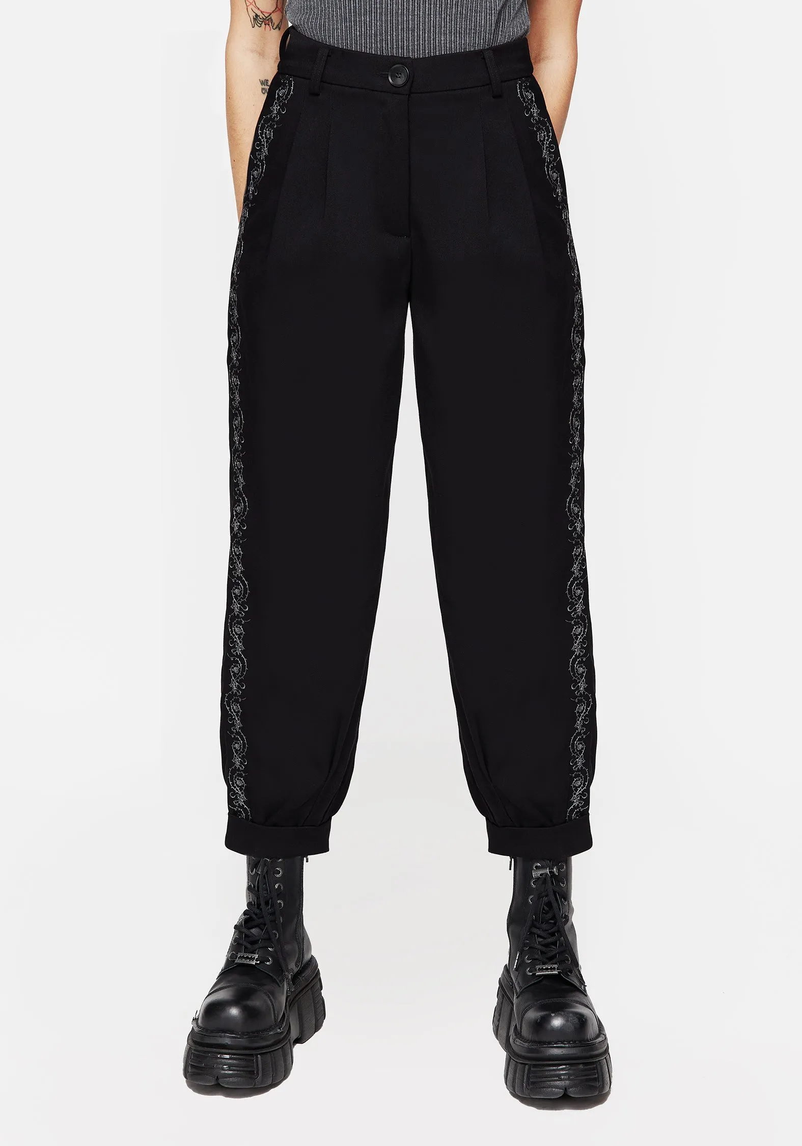 Rosethorn Embroidered Balloon Trousers Everyday Ease Simple Comfort
