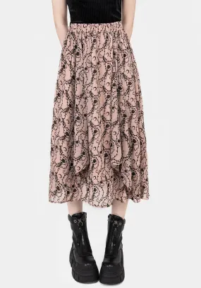 Rosethorn Ruffle Midi Skirt Casual Edge
