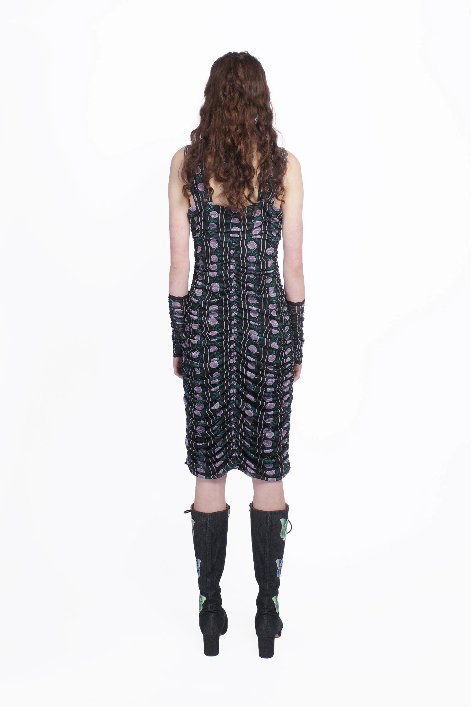 Versatile Comfort Travel Essential Rosetti Mesh Ruched Tie Dress