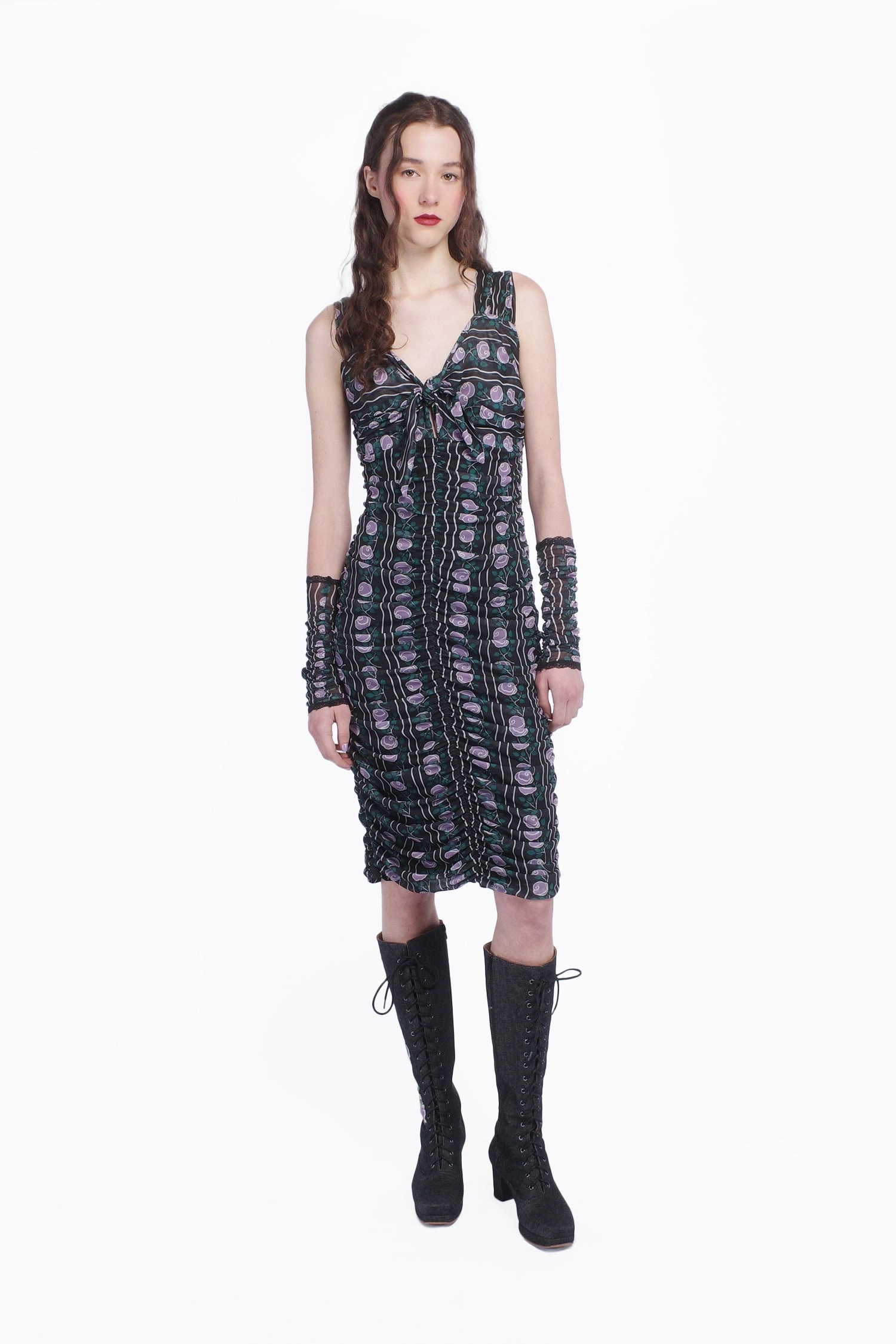 Rosetti Mesh Ruched Tie Dress Fall Piece