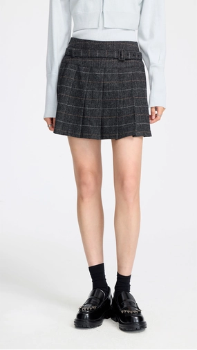 Woolen Pleated Skirt High Street Fashion