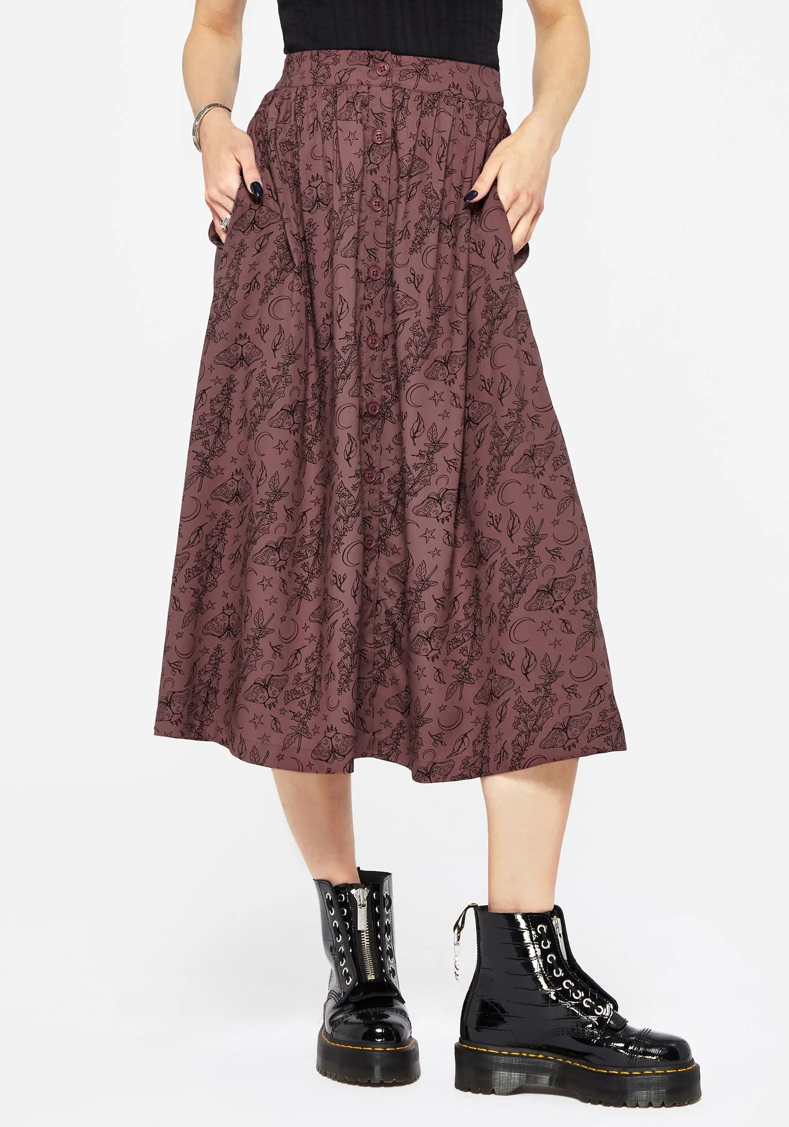 Tiered hem Roxana Moth Foxglove Button Down Midi Skirt
