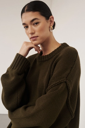 Seasonal Layer ROY OLIVE LONGLINE KNIT JUMPER