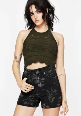 Thistle Floral Print Denim Shorts Day Comfort