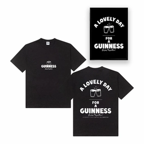 Cross Grain Knit Fur combination Guinness x UN:IK 'Enjoy Together' Tee & Print Bundle - Black