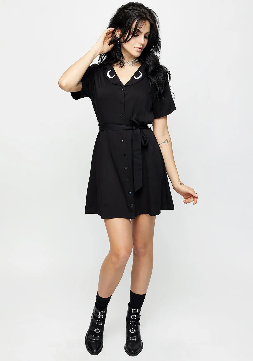 Cool Touch Luna Button Down Mini Shirt Dress