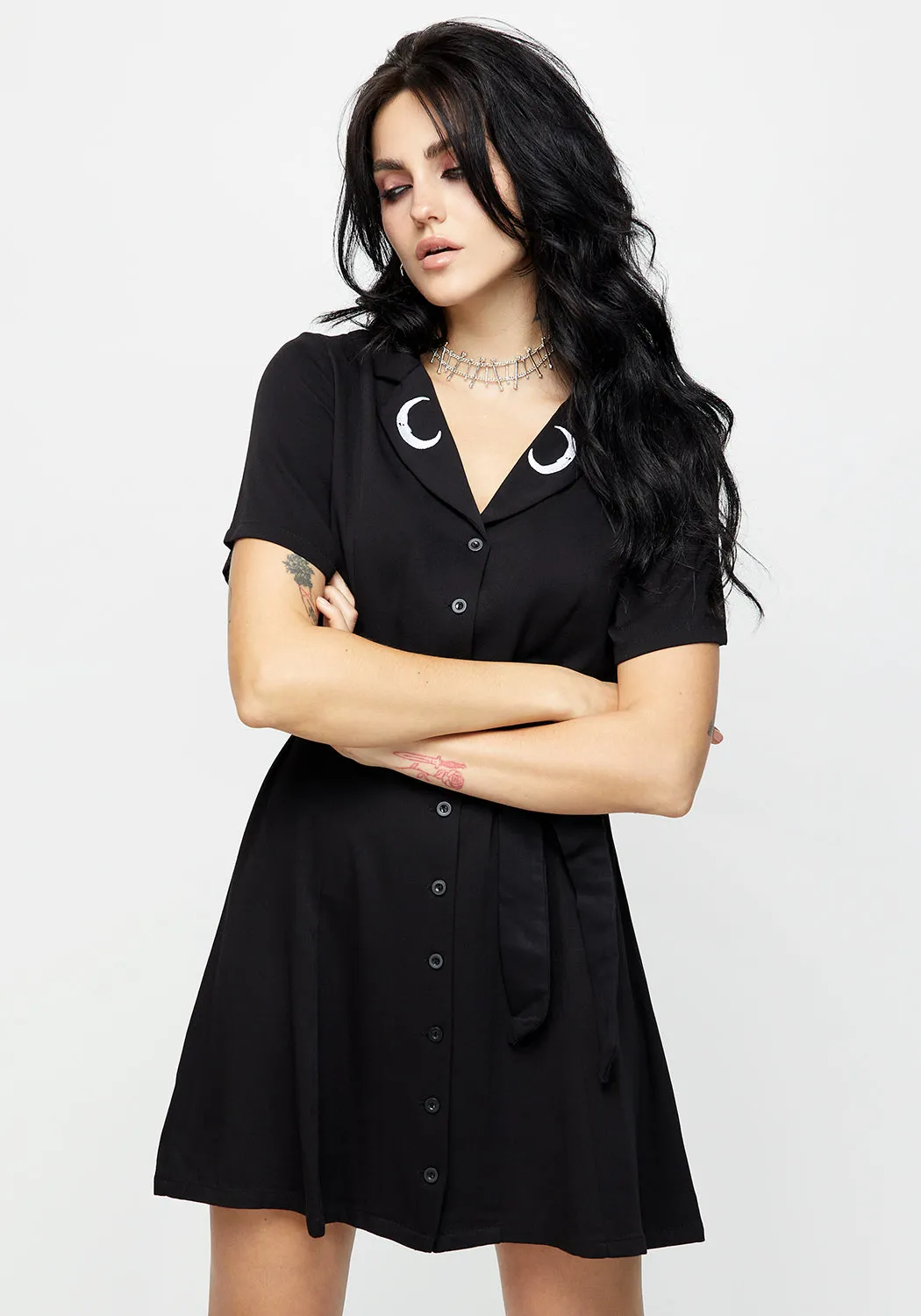 Luna Button Down Mini Shirt Dress Fresh Appeal Chic Style Wear