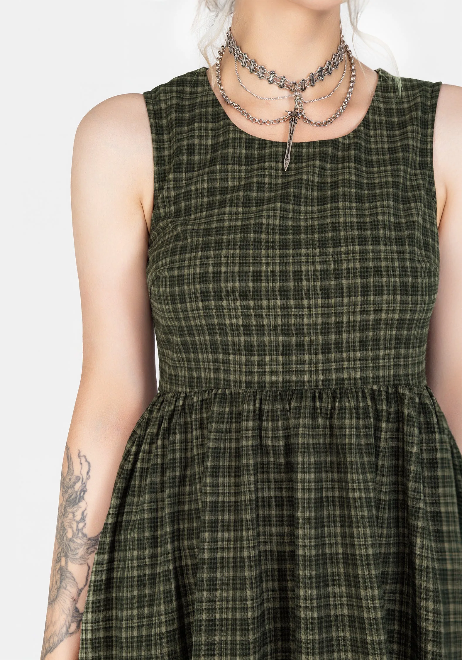 Sabine Check Mini Skater Dress Romance Soul Flowing Lines
