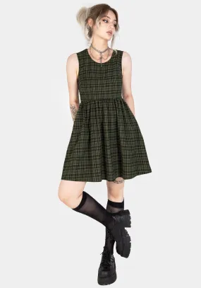 Olive Fresh Sabine Check Mini Skater Dress