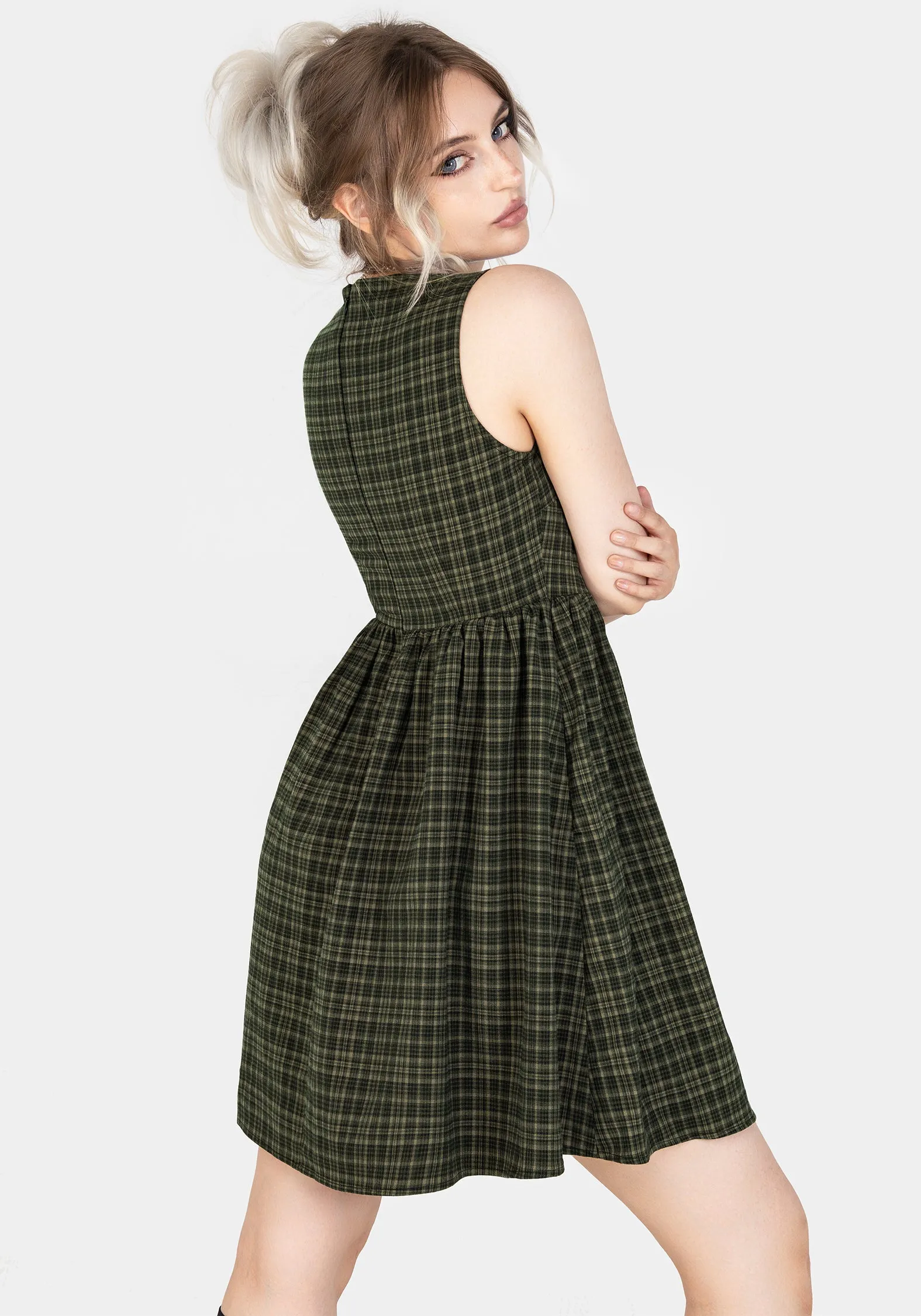 Bold Movement Sabine Check Mini Skater Dress