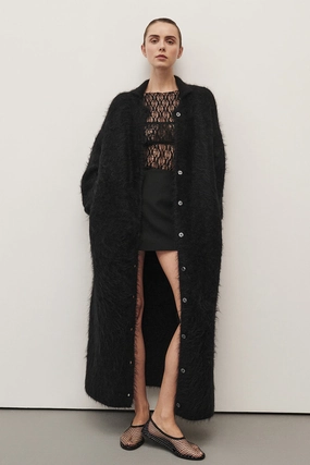 Quick Dry Material Effortless Knit SALMA BLACK CARDIGAN COAT