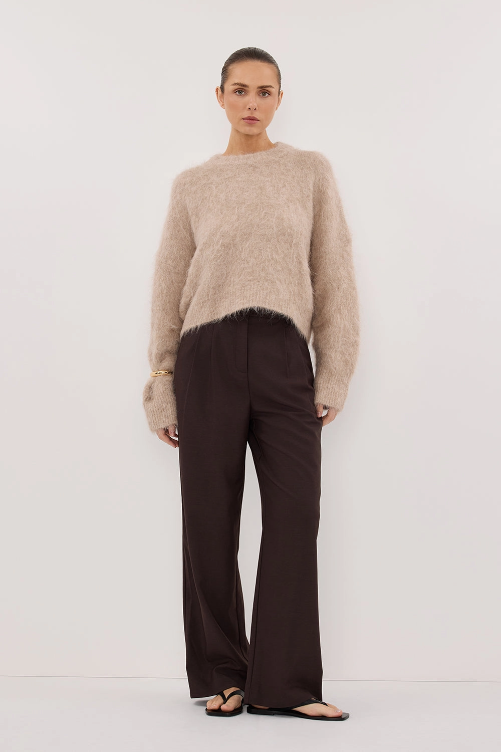 Layering Knit Drop Shoulder Design SALMA OAT TUCK SLEEVE JUMPER