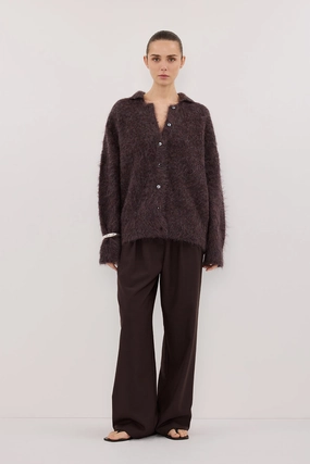 SALMA WINE POLO NECK KNIT CARDIGAN Cold Weather Comfort Cold-Weather Fashion