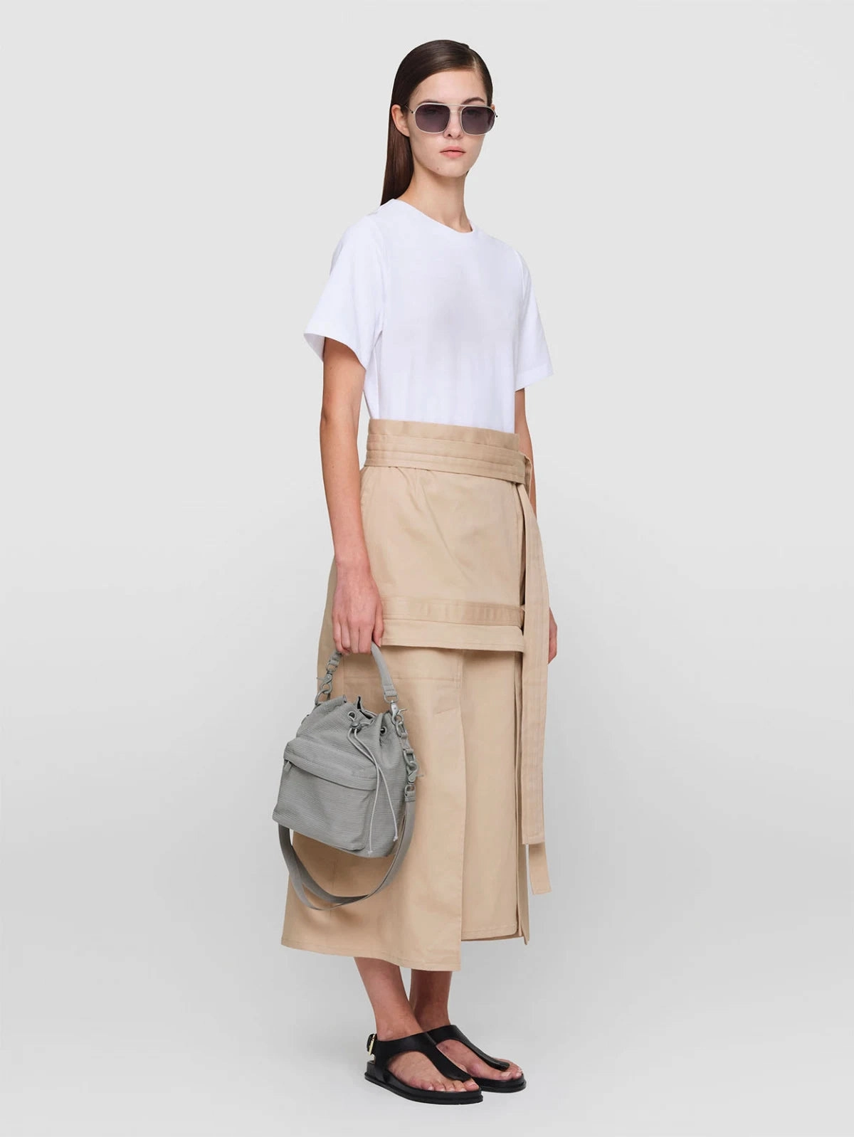 Textured Surface Gentle Shine Sand ANIELA Cotton Twill Dress