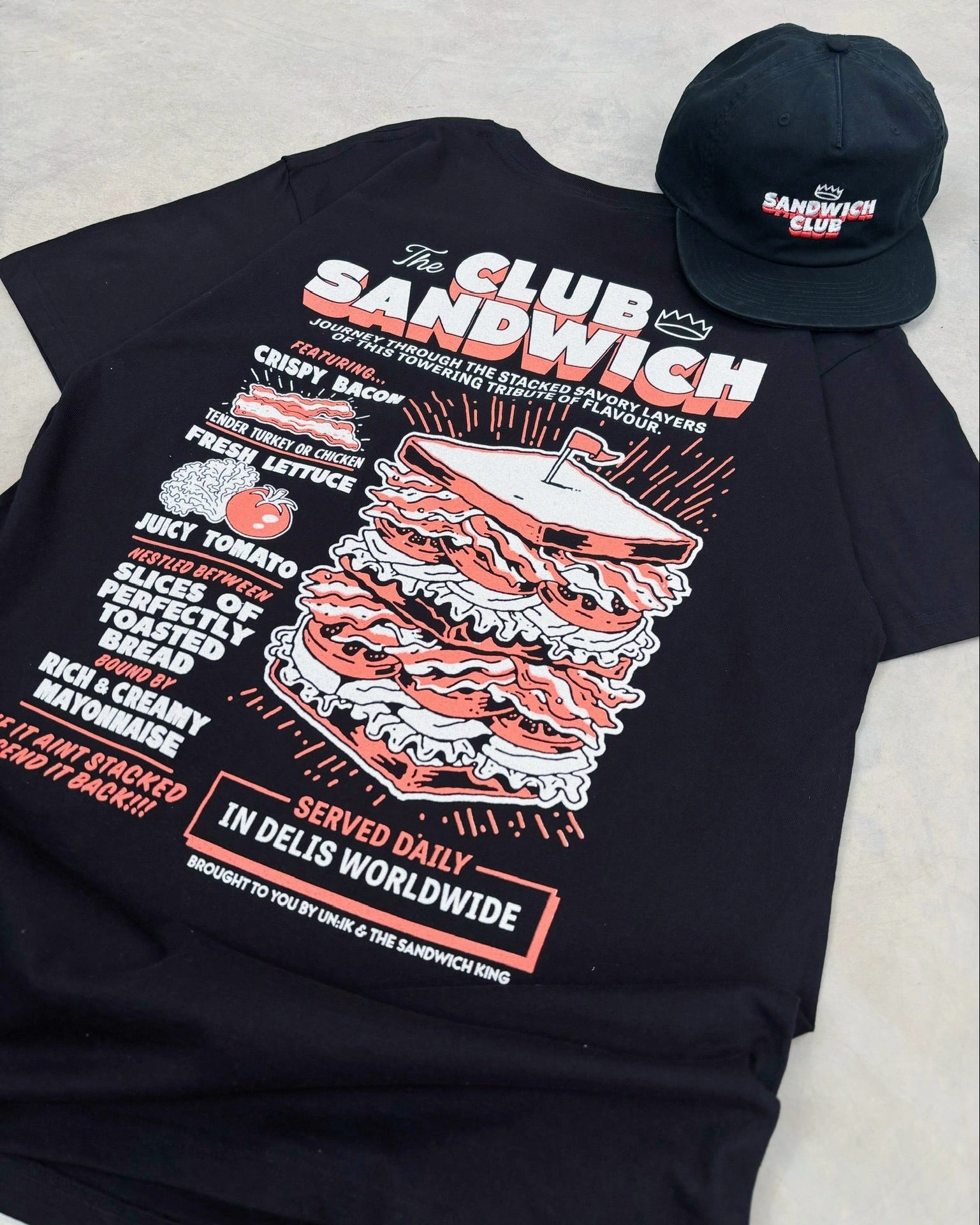 Sandwich Club x Sandwich King 'Club Sandwich' Tee - Black Comfortable Weave simple design