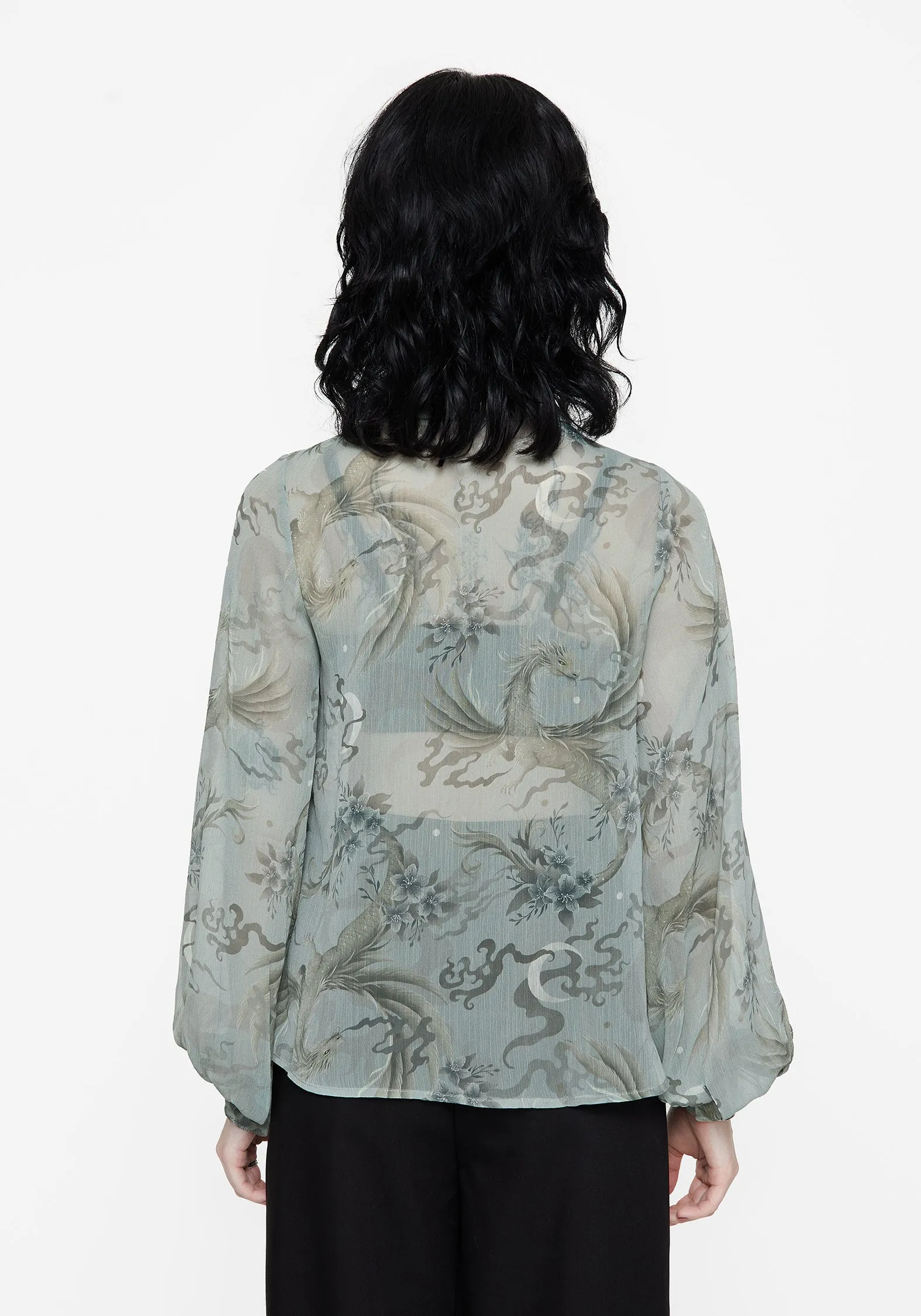 shopping spree Sapphira Dragon Print Button Up Shirt