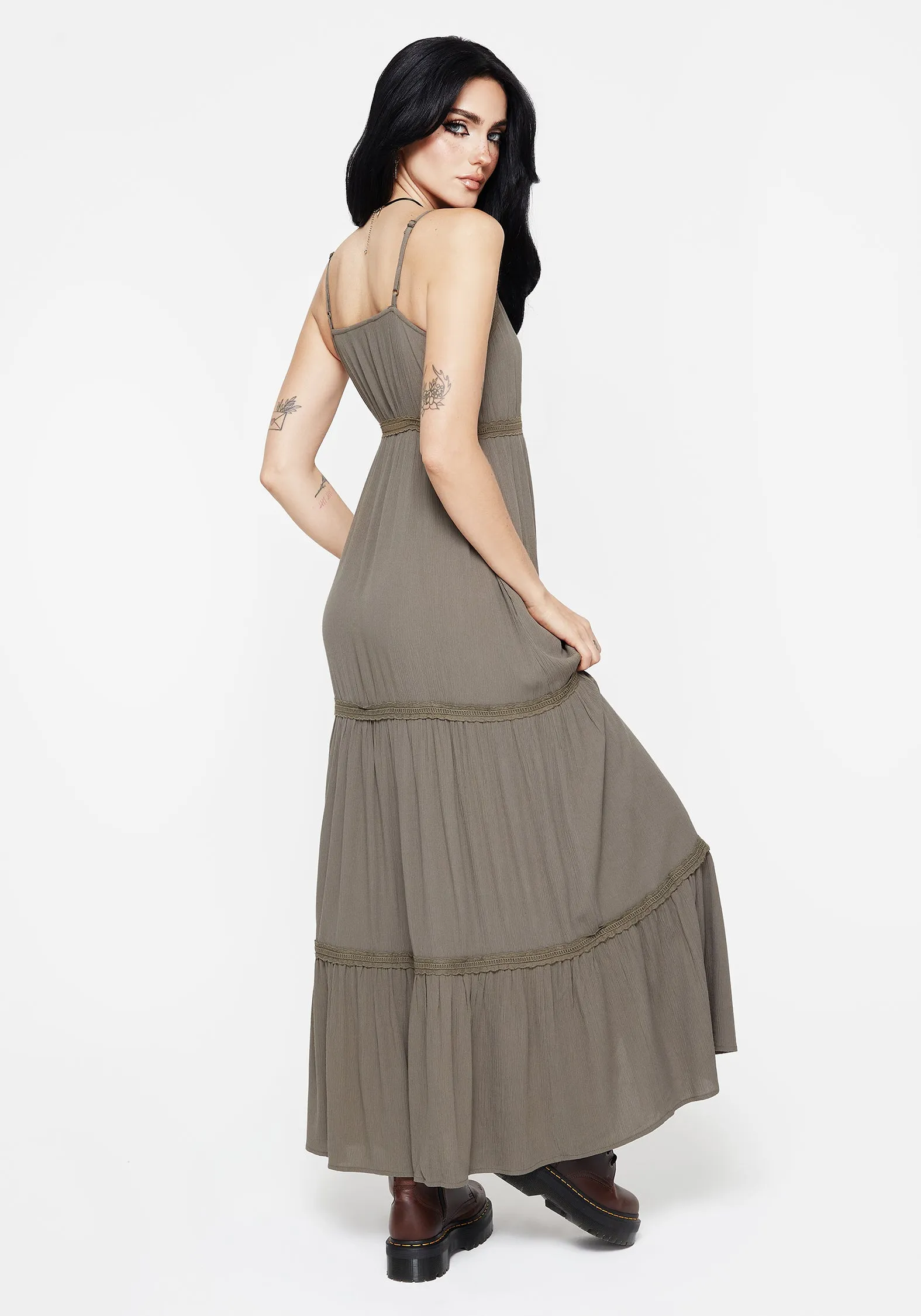Sara Tiered Lace Maxi Cami Dress Fit Base