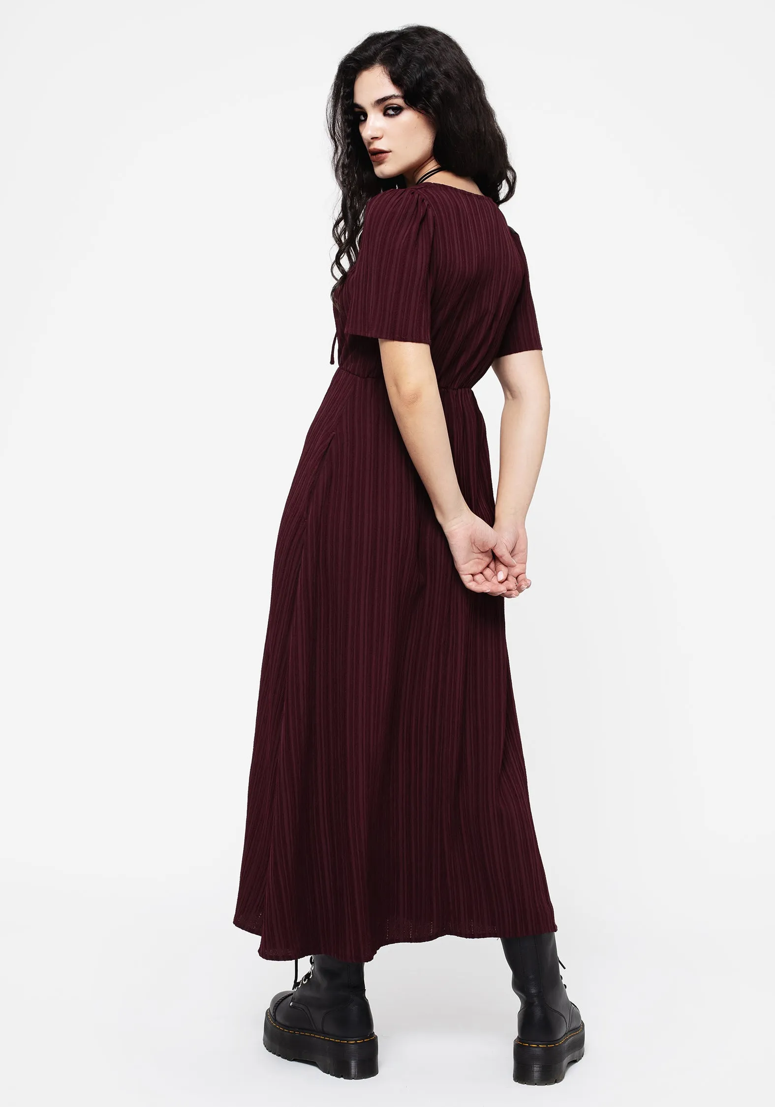 Halter neck Smooth Edge Sarcophagi Ruched Front Midaxi Dress
