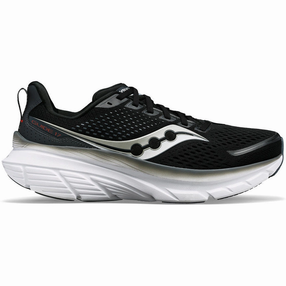 Agile Cushioning Pods Configuration Saucony Men's Guide 17 Running Shoes Black / Shadow