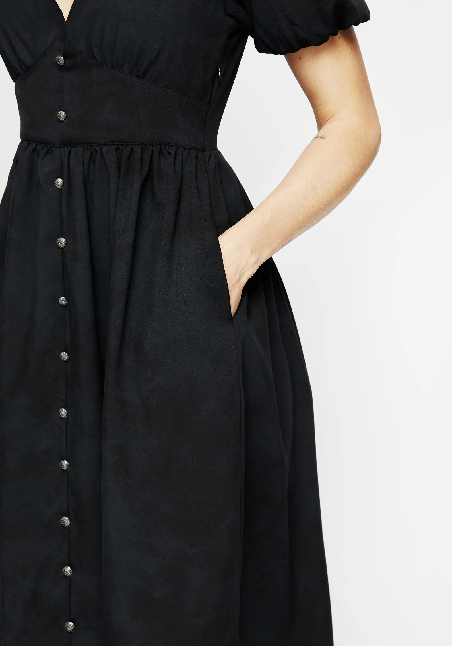 Gladys Button Front Midi Dress Mood Glow Graduation-Event