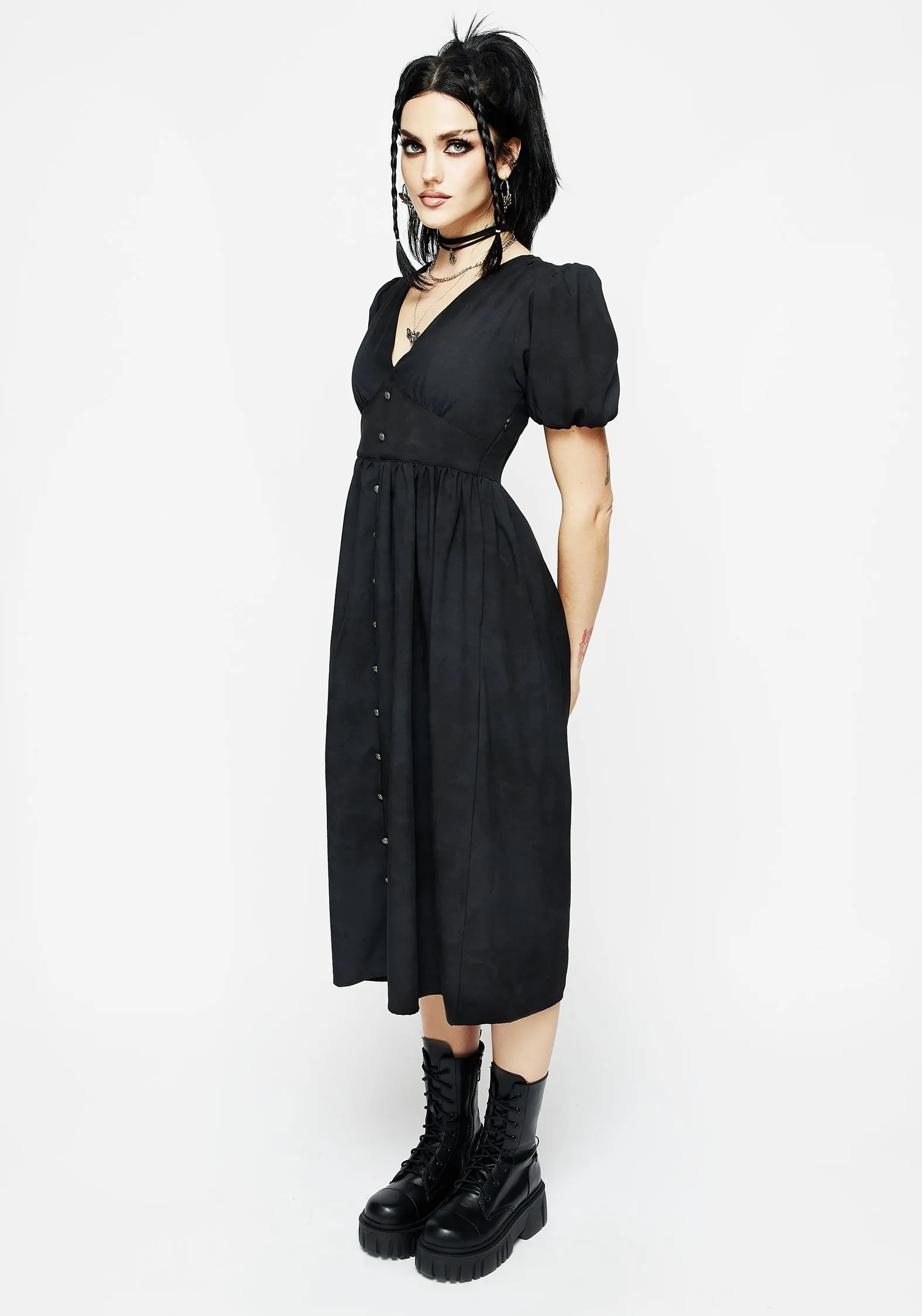 Gladys Button Front Midi Dress Urban Spirit